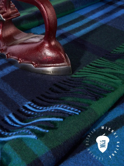 HALKIRK-KILT-NATIVE, длиный ПАЛАНТИН из мягчайшей шерсти MERINOS из пряжи средней тяжести, коллекционная линия CONFRONTATION (Собственный Взгляд) TQ.W220_CHECK/VERT.ROYAL